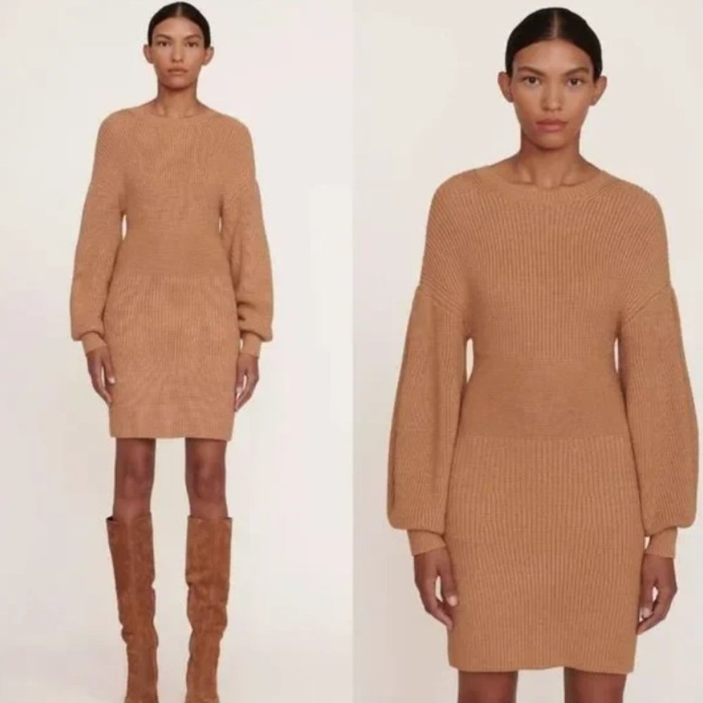 Staud MaryleBone Dress in Camel (Size S) - Brand new